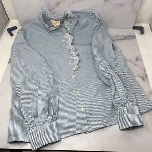Sezane Chlo Shirt Stripes Ecru Blue Size 38 US 6